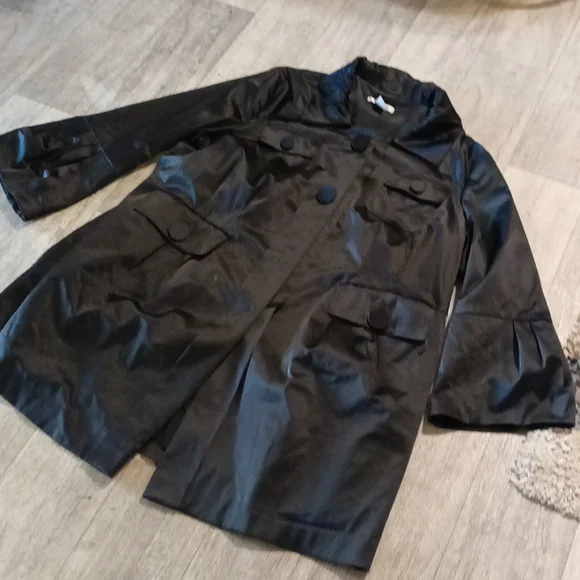 Women Dress Coat Black Satin Plus sz 24 NYGARD COLLECTION b47 Gorgeous